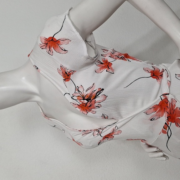 Cotton On White Red Floral Romantic V-Neck Boho High Low Wrap Maxi Dress Size S - Picture 9 of 14